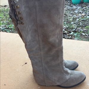 Taupe Tall knee high boots